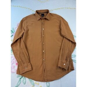 Murano Sport Mens Long Sleeve Button Down Shirt Copper Textured Cotton Size L